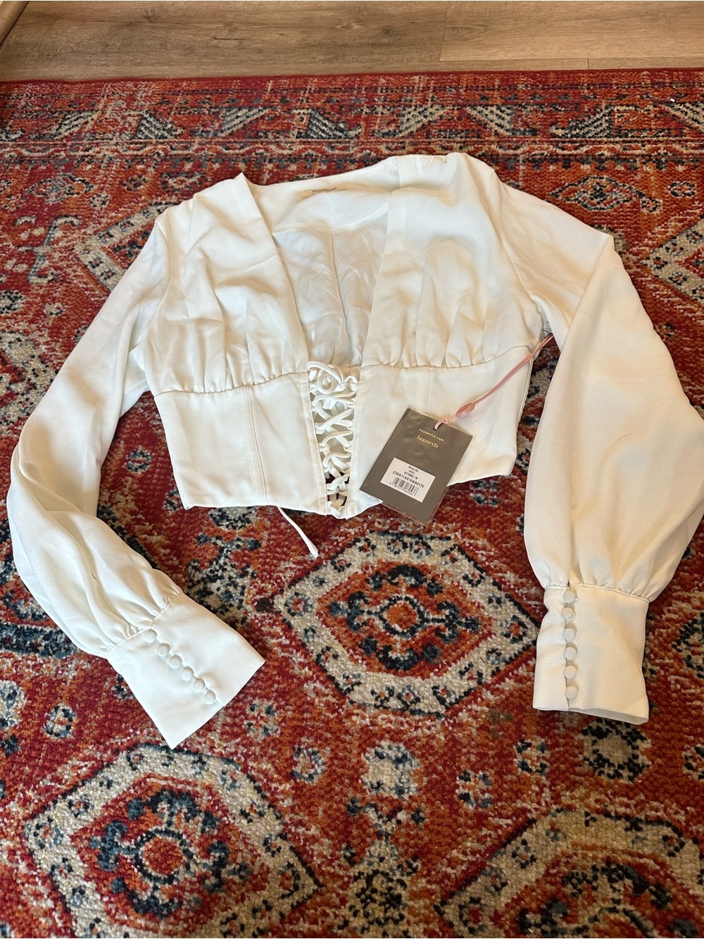 House of CB White Lace-Up Corset Crop Top